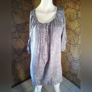Denver Hayes Gray Paisley Tunic
